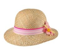 LIPODO Sombrero de Niña Sandra Niño - Made in Italy Playa Sol con Banda Grosgrain Verano Primavera/Verano - 49 cm Natural