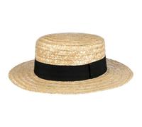 LIPODO Sombrero de Paja Canotier Mujer/Hombre - Made in Italy Verano Marinero Sombreros con Banda Grosgrain Primavera/Verano - 59 cm Natural