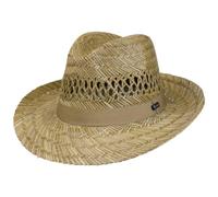 LIPODO Sombrero de Paja Classic Fedora Hombre - Made in Italy Verano Sol con Banda Grosgrain Primavera/Verano - XL (60-61 cm) Natural