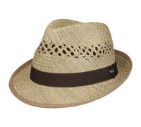 LIPODO Sombrero de Paja Classic Trilby Mujer/Hombre - Made in Italy Sol Playa con Banda Grosgrain, Ribete Verano Verano/Invierno - 56 cm Natural