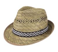 LIPODO Sombrero de Paja de Jornalero Mujer/Hombre - Made in Italy - Sombrero para el Sol - Sombrero de Playa Ligero con Adornos Elegantes - Primavera/Verano 55 cm