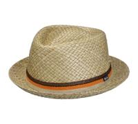 LIPODO Sombrero de Paja Diamond Nature Mujer/Hombre - Made in Italy Fedora Verano Playa Primavera/Verano - L (58-59 cm) Natural