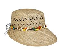 LIPODO Sombrero de Paja Indila Schute Mujer - Made in Italy Gorra Sol con Visera, Ribete Verano Primavera/Verano - Talla única Natural