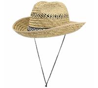 LIPODO Sombrero de Paja Texas Mujer/Hombre - Made in Italy Verano Sol con Tira para el mentón Primavera/Verano - XL (60-61 cm) Natural
