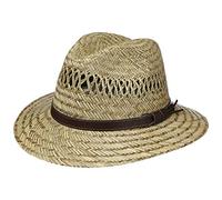 LIPODO Sombrero Traveller con Banda de Piel Mujer/Hombre - Made in Italy Verano Paja Playa Primavera/Verano - XL (60-61 cm) Natural