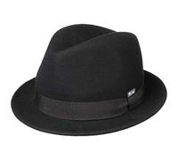 LIPODO Sombrero Trilby Fieltro Niño - Made in Italy Fedora de Lana con Banda Grosgrain Invierno Verano/Invierno - Talla única Negro-Negro