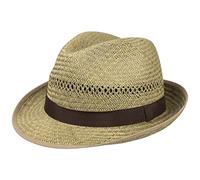 LIPODO Trilby de Paja Classic Mujer/Hombre - Made in Italy Sombrero Sol con Banda Grosgrain, Ribete Verano Primavera/Verano - L (58-59 cm) Natural