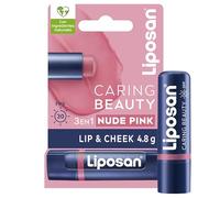 Liposan Caring Beauty Lip and Cheek Nude Pink, bálsamo de labios y colorete en barra tono rosa nude, protector labial en stick 3 en 1 para un look sencillo, 1 x 4,8 g