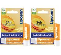 Liposan Mango Shine (1 x 4,8 g), cacao de labios con aroma a mango, bálsamo labial, bálsamo hidratante para unos labios bonitos, suaves y jugosos (Paquete de 2)