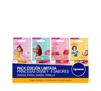 LIPOSAN Pack Edición Limitada Princesas Disney 4 sabores: Cereza, Fresa, Sandía, Vainilla