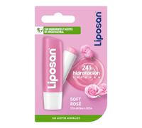 Liposan Soft Rosé (1 x 4,8 g), bálsamo labial rosa, cacao de labios para un brillo suave y luminoso, bálsamo hidratante para unos labios sedosos e hidratados