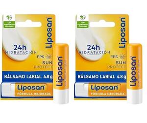 Liposan Sun Protect FPS 50 (1 x 4,8 g), cacao de labios con 24 horas de hidratación, bálsamo labial con protección solar, bálsamo hidratante para unos labios suaves (Paquete de 2)