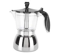 LIPPSY Stainless Steel Coffee Moka Pot,Percolator Coffee Pot (4 Cup) Crystal Glass-Top & Stainless Steel Espresso Moka Pot,Classic Italian Coffee Maker(300ml)