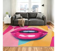 Lips Alfombra 80x120cm, Pop Art Alfombras for Bedroom | Small Washable Low Pile Non-Slip Moqueta for Living Room Kitchen Home Decor Mat