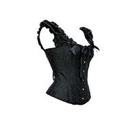Lips and cherry - Lingerie: corset con tanga - largo - para reducir cintura - negro, con ribetes y lazos