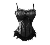 Lips and cherry - Lingerie: corset con tanga - largo - para reducir cintura y torso - negro - con sujetador
