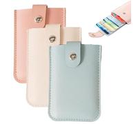 Lipski Pull-out Card Organizer, Snap Closure Leather Organizer Pouch, Stackable Pull-out Card Holder, Credit Card Holder Wallet, Leather Business Card Holder (3pcs-A)