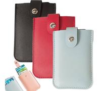 Lipski Pull-out Card Organizer, Snap Closure Leather Organizer Pouch, Stackable Pull-out Card Holder, Credit Card Holder Wallet, Leather Business Card Holder (3pcs-B)