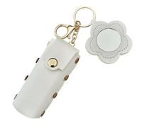 Lipstick Case with Mirror,PU Leather Lip Balm Holder - Portable Makeup Storage Organizer Cosmetic Women Girls Key Car Travel
