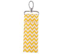 Lipstick Holder Keychain | Ripple Pattern Lip Balm Pouch Bag for Women/Ladies | Portable Lip Balm Case with Metal Clip | Fashion Present for Mom/Friends (Yellow)