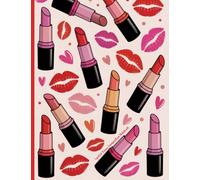 Lipstick Kisses Composition Notebook: College Ruled Journal with Chic Lipstick and Kiss Print Cover, 7.44 x 9.69", 110 Pages for School, Journaling, and Writing
