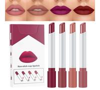 Lipstick Non Stick Cup Matte Set, 4 Pack Color Changing Velvet Glitter Lip Gloss, Long-lasting Moisturizing Lipstick, Temperature Changing Waterproof Lipstick for Girls