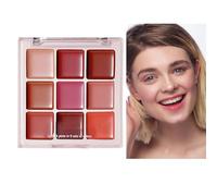 Lipstick Palette Gloss, 9 Colors Makeup Set, 0.85gx9 Inches Large Size Moisturizing Balm with Safety, Non-Sticky Waterproof Cosmetic with Comfort, Modern Beauty Design, Accessory for Women Girls