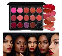 Lipstick Palette, Matte Lip Gloss Set, 15-Color Waterproof Buildable Lightweight Blendable Long-Lasting Moisturizing Makeup for Women Home Travel Photoshoots Daily Wear