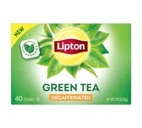 Lipton Bolsas de té verde descafeinado, bolsas de té sin azúcar para té caliente descafeinado o té helado descafeinado con flavonoides, 40 bolsas de té en total