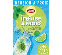 Lipton, Infusa de Frío, Infusión en Frío, Sabor Limón & Menta, Ideal para Té Lacado, Ingredientes Originales 100% Natural, 15 Bolsas Pyramid