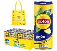 LIPTON Refresco de Té Limón, Sin Gas y Sin Azúcares, Pack de 24 x 330 ml, Incluye Tote Bag de Regalo