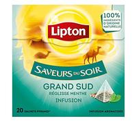Lipton - Sabores Du Soir Infusion Grand Sud Regaliz, menta, 20 bolsas piramidales, 4 unidades