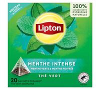 Lipton, Té Verde, Infusión en Frío o Caliente, Sabor Menta Verde y Menta Pimienta, Frescura, Ingredientes Originales 100% Natural, 20 Bolsas Pyramid