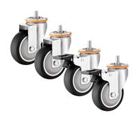 LIQONWAG 4 Ruedas Giratorias Industriales Duraderas, con Vástago Roscado M10/M12 Y Freno, Antidesgaste, Silenciosas, con Bloqueo de Seguridad, para Carros Y Bancos de Trabajo./M12*25Mm/5In