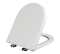 LIQONWAG Asiento de Inodoro con Cierre Suave en Forma de D, Asientos de Inodoro, Asiento de Inodoro de Liberación Rápida con Fijación Superior, Bisagras Ajustables de 360°, Tapa de Inodoro en Forma d