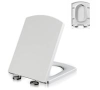 LIQONWAG Asiento de Inodoro Cuadrado, Tapa Frontal Cerrada con Tapa, Cierre Silencioso, Bisagra Metálica Ajustable 360°, Desmontaje Rápido con un Solo Clic, Fácil de Limpiar, Color/03A/Pp