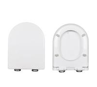 LIQONWAG Asiento de Inodoro de Cierre Lento, Asiento de Inodoro de Polipropileno con Protectores Antideslizantes, Tapa de Inodoro en Forma de D/U con Bisagra Ajustable Y Liberación Rápida para una Fác