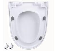 LIQONWAG Asiento de Inodoro de Cierre Silencioso, de Polipropileno Grueso, con Cierre Suave, Forma de U/D, Liberación Rápida, Bisagra Ajustable, Fácil de Instalar Y Limpiar, Nunca Se Afloja, Tapa Blan