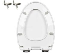 LIQONWAG Asiento de Inodoro de Cierre Silencioso, Tapa Y Asiento de Inodoro de Cierre Suave, Bisagra Ajustable de 360°, Liberación Rápida con un Solo Clic, Fácil de Limpiar, Pp,/47 * 36Cm