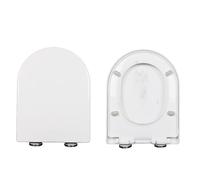 LIQONWAG Asiento de Inodoro de Cierre Suave en Forma de D/U con Bisagra Metálica Ajustable de 360° Y Liberación Rápida para una Fácil Instalación Y Limpieza, Fijación Superior Sencilla, Pp/36 * 46Cm