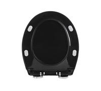 LIQONWAG Asiento de Inodoro de Cierre Suave en Forma de O - Tapa de Inodoro de 37 X 44 Cm, Material Pp, Liberación Rápida, Bisagras Superiores Ajustables 360°, Compatible con la Mayoría de Inodoros Es
