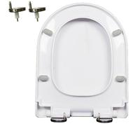 LIQONWAG Asiento de Inodoro de Cierre Suave, Tapa de Inodoro de Cierre Silencioso, Asientos de Inodoro en Forma de D/U con Liberación Rápida con un Solo Clic para Facilitar la Limpieza, Bisagra Ajusta