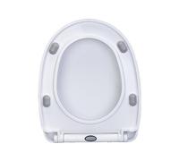 LIQONWAG Asiento de Inodoro en Forma de D, Cierre Suave, Bisagra Ajustable, Liberación Rápida, Tapa Superior Fija para Inodoro, Tapa de Inodoro en Forma de D para Baño/White/34 * 42Cm