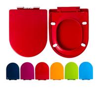 LIQONWAG Asiento de Inodoro en Forma de D con Cierre Suave, Liberación Rápida para una Limpieza Fácil, Fijación Superior Sencilla, Tapa de Inodoro de Color./Red