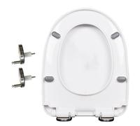 LIQONWAG Asiento de Inodoro en Forma de D/U, Cierre Lento, Tapa de Inodoro de Cierre Suave con Desmontaje Rápido con un Solo Clic, Fácil de Instalar Y Limpiar, No Se Afloja, 45 X 34 Cm, Pp,