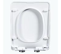 LIQONWAG Asiento de Inodoro Rectangular de Cierre Suave con Liberación Rápida Y Bisagra de Acero Inoxidable Ajustable 360°, Fácil de Instalar Y Limpiar, Tapa Cuadrada de Polipropileno, 35,5 X 45 Cm.