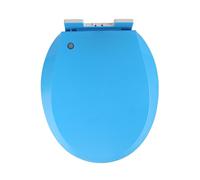 LIQONWAG Asiento de Inodoro Redondo de Cierre Suave de Color con Liberación Rápida para una Limpieza Fácil, Fijación Superior Sencilla, Asientos de Inodoro Estáncon Bisagras Ajustables, 36 X 41 cm/Blu