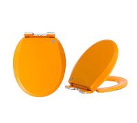LIQONWAG Asiento de Inodoro Redondo de Cierre Suave de Color - Material de Pp Grueso Asiento de Inodoro de Cierre Suave de Color - Cierre Lento Asiento de Inodoro de Liberación Rápida Redondo/Orange
