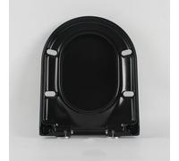 LIQONWAG Asientos de Inodoro Negros, Asiento de Inodoro en Forma de D con Cierre Suave Y Liberación Rápida, Tapa de Inodoro con Bisagra Ajustable para Baño Familiar, Forma de D, 36 X 45 cm/Black