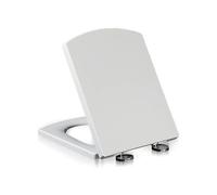 LIQONWAG Asientos de Inodoros, Asiento de Inodoro de Cierre Suave, Asiento de Inodoro Cuadrado, Asiento de Inodoro de Polipropileno Grueso con Bisagras Metálicas Ajustables de Liberación Rápida, Fácil